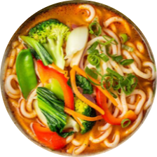 Udon-Nudeln-Curry mit Rindfleisch (scharf)