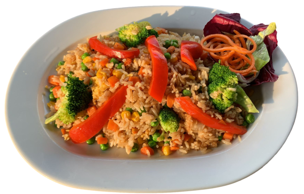 Gebratener Reis mit Tofu und Ei (vegetarisch)