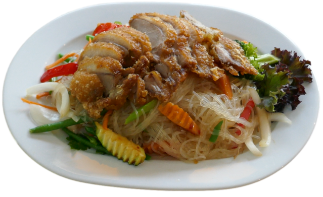 Pad-Thai mit knuspriger Ente